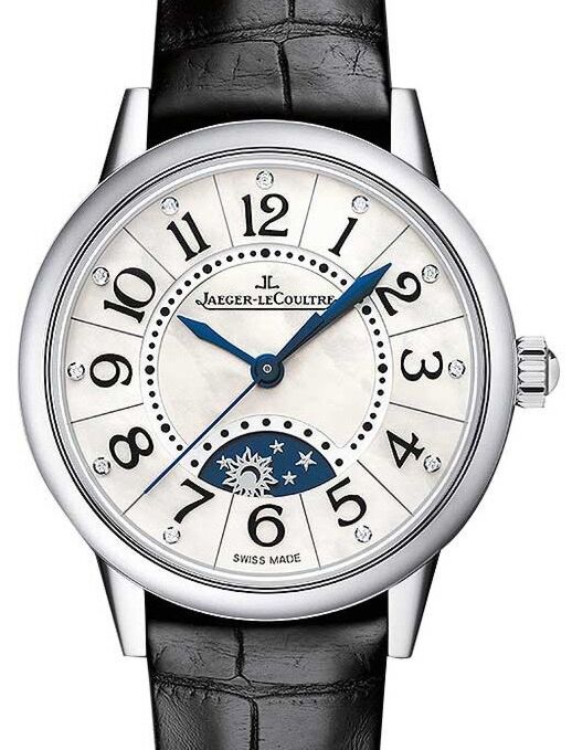 Jaeger-LeCoultre Calibre 967A Rendez-Vous Night &amp; Day 3468490 Diamond Bezel Black Opaline Arabic Stainless Steel Leather 34mm Automatic BRAND NEW