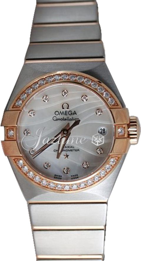 Omega Constellation Co-Axial 123.25.27.20.55.005 27mm White Mother of Pearl Diamond Red Gold Stainless Steel - BRAND NEW