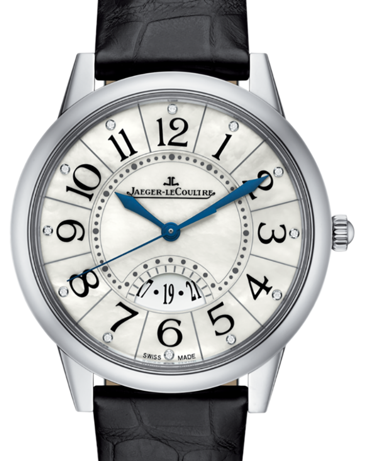 Jaeger-LeCoultre Calibre 899/1 Rendez-Vous Date 3548490 White Mother of Pearl Arabic Diamond / Blue Stainless Steel Leather 37.5mm Automatic BRAND NEW