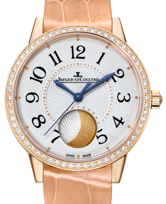 Jaeger-LeCoultre Calibre 935A Rendez-Vous Moon Medium 3572420 Silver Arabic Diamond Bezel Rose Gold Leather 34mm Automatic BRAND NEW