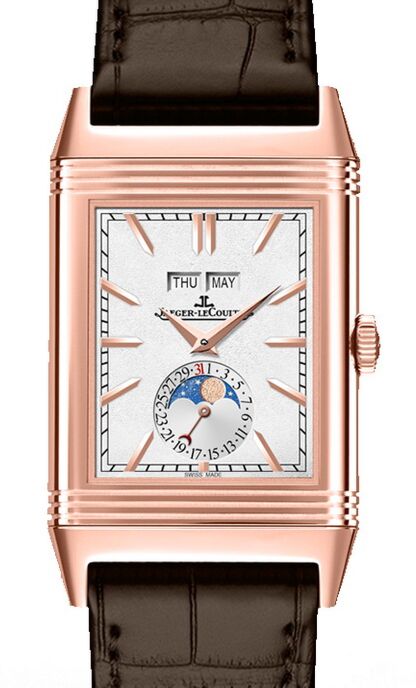 Jaeger-LeCoultre Calibre 853 Reverso Tribute Calendar 3912420 Silver / Charcoal Grey Rose Gold Leather 49.7 x 29.9mm Manual-Winding BRAND NEW