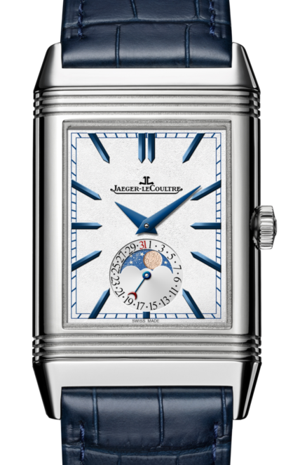 Jaeger-LeCoultre Calibre 853A Reverso Tribute Moon 3958420 Silver / Blue Stainless Steel Leather 49.7 x 29.9mm Manual-Winding BRAND NEW