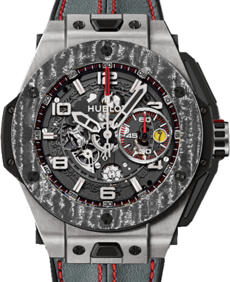 Hublot Big Bang Unico Ferrari 401.NJ.0123.VR Skeleton Arabic Carbon Fiber Titanium Bezel &amp; Titanium Case Leather 45mm BRAND NEW