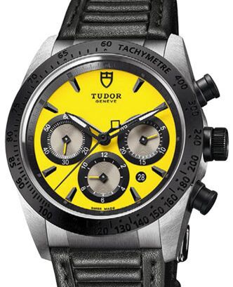 Tudor Fastrider Chronograph 42010N-Yellow Yellow Index Stainless Steel &amp; Leather 42mm BRAND NEW