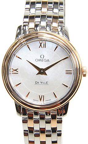 Omega De Ville Prestige Quartz 424.20.27.60.05.002 27.4mm White Mother of Pearl Red Gold Stainless Steel BRAND NEW