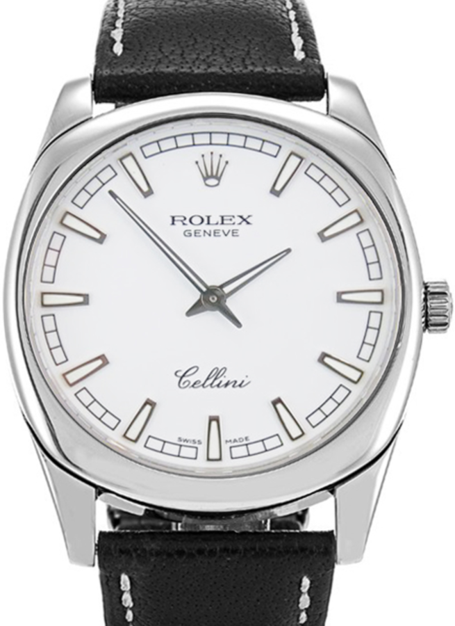 Rolex Cellini 4243-9 White Index White Gold Black Leather Manual BRAND NEW