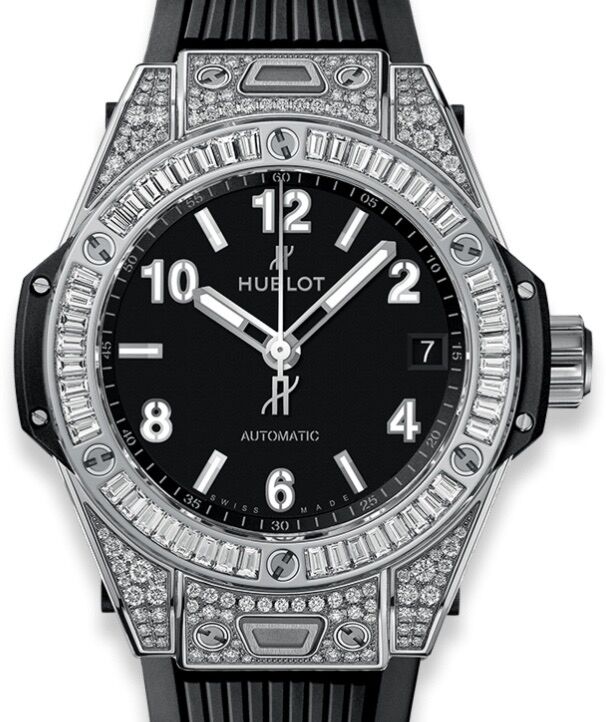 Hublot Big Bang One Click Steel Jewellery 465.SX.1170.RX.0904 Black Arabic / Index Diamond Bezel Stainless Steel Rubber 39mm - BRAND NEW