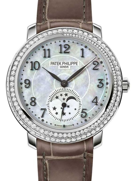 Patek Philippe Complications Moon Phases White Gold Mother of Pearl Dial 4968G-010