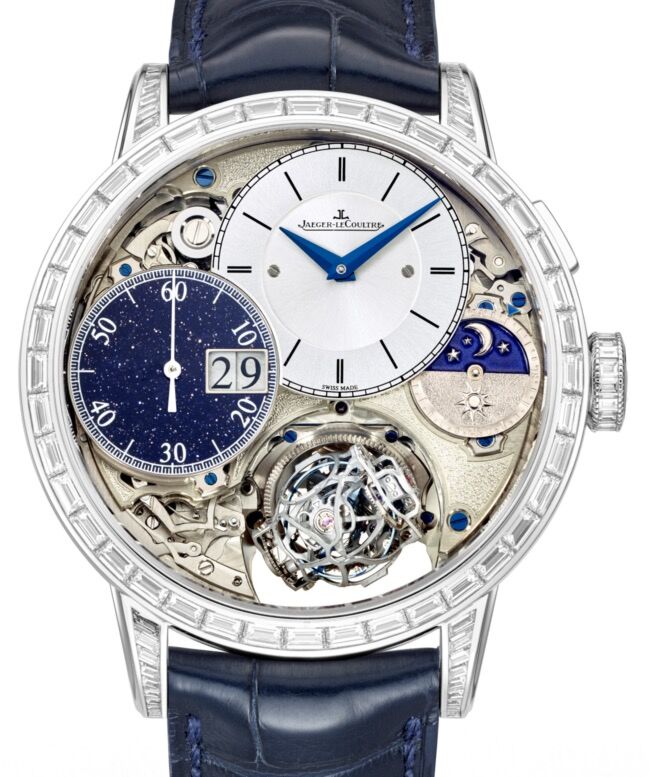 Jaeger-LeCoultre Calibre 176 Master Grande Tradition Gyrotourbillon 3 Set 5033401 Silver Diamond Bezel White Gold Leather 43.5mm Manual-Winding BRAND NEW
