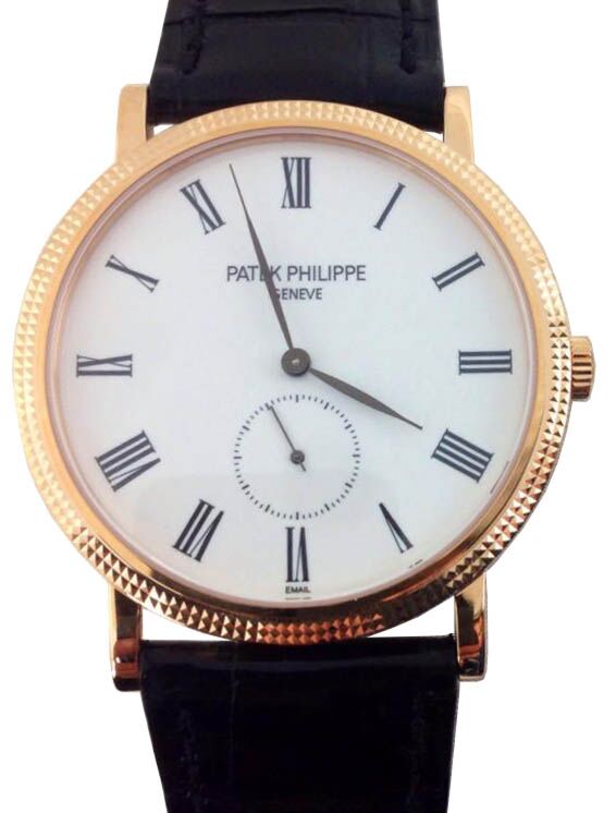 Patek Philippe Calatrava Rose Gold White Roman Hobnail Dial 5116R-001