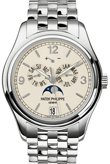 Patek Philippe Complications Annual Calendar Moon Phases Date White Gold Cream Dial 5146/1G-001 