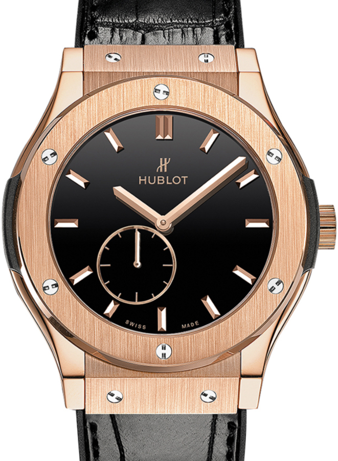 Hublot Classico Ultra-Thin 515.OX.1280.LR Black Index Rose Gold &amp; Leather 45mm BRAND NEW