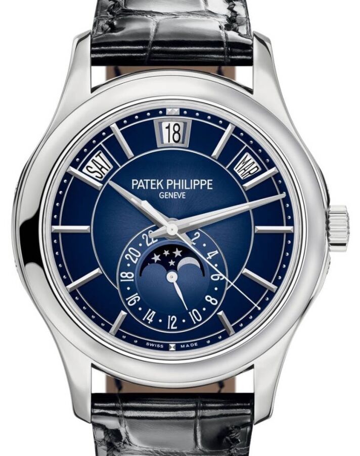 Patek Philippe Complications Annual Calendar Moon Phase White Gold Blue Dial 5205G-013 - BRAND NEW