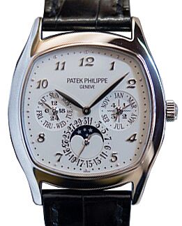 Patek Philippe Grand Complications Perpetual Calendar Day-Date Moon Phase Silver White Gold 5940G-001