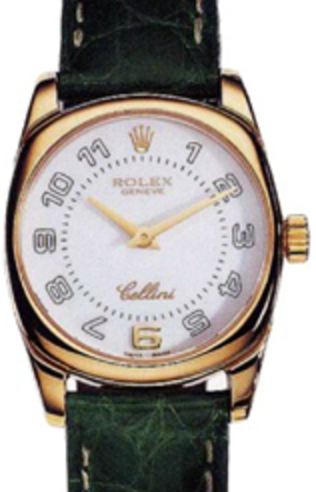 Rolex Cellini Danaos 6229-8 White Arabic Yellow Gold Green Leather Quartz BRAND NEW