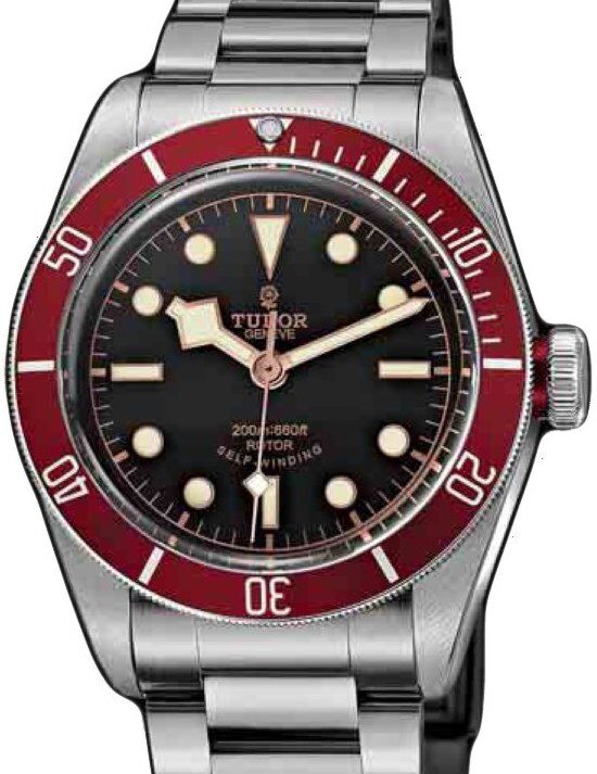 Tudor Heritage Black Bay 79220R-95740 Black Index Stainless Steel &amp; Burgundy Bezel 41mm BRAND NEW