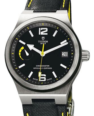 Tudor North Flag 91210N Black Yellow Arabic &amp; Index Stainless Steel &amp; Leather 40mm BRAND NEW