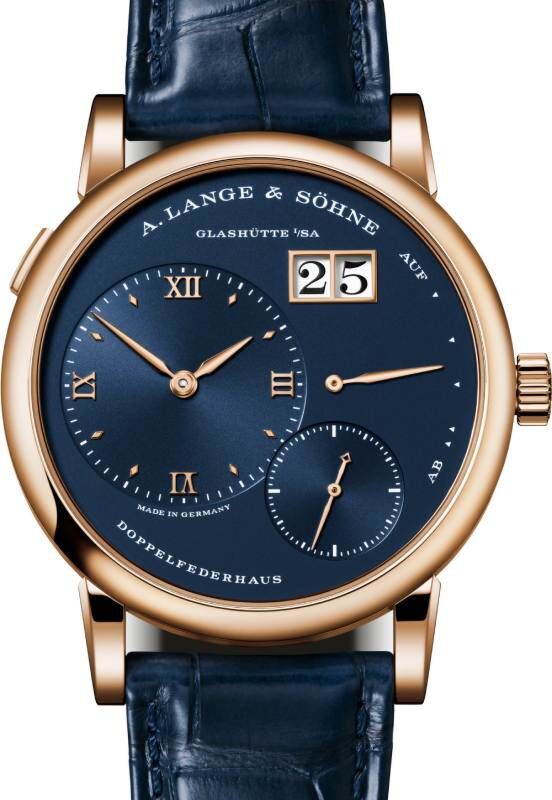 A Lange Sohne Lange 1 Pink Gold 38.5mm Blue Dial 191.063