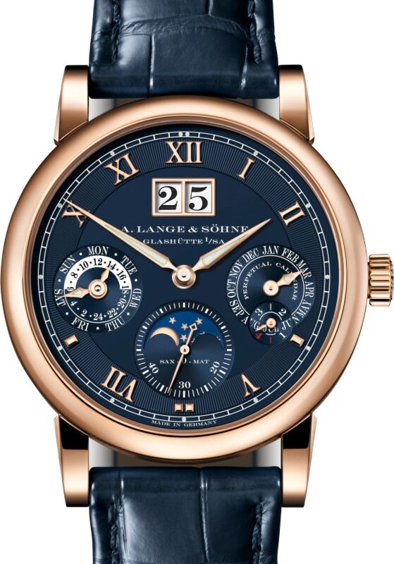 A Lange Sohne Saxonia Langematik Perpetual Pink Rose Gold 38.5mm Blue Dial 310.037 E - BRAND NEW