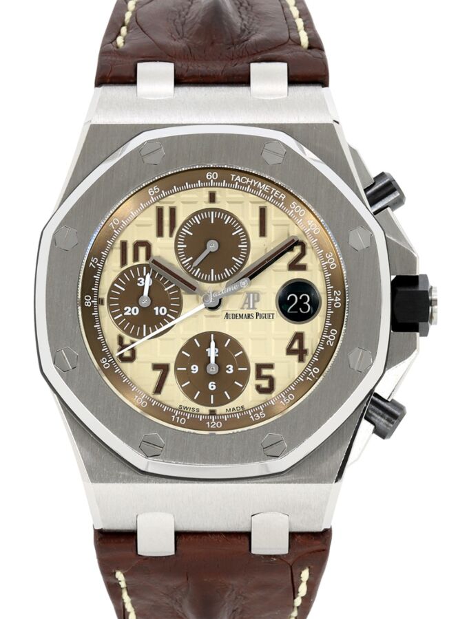 Audemars Piguet Offshore Chronograph Safari Steel Ceramic 42mm Ivory Brown 26470ST.OO.A801CR.01 PRE-OWNED