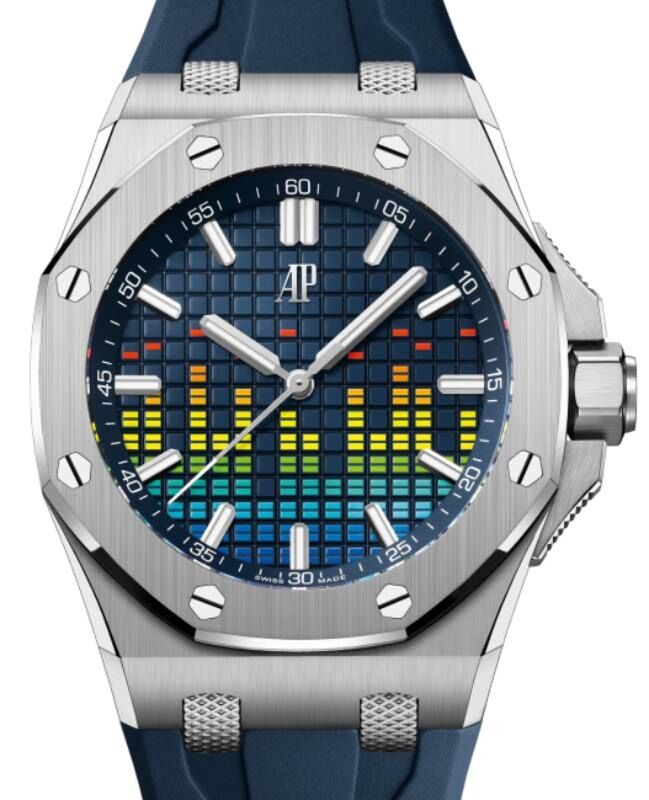 Audemars Piguet Royal Oak Offshore Selfwinding-Music Edition 43mm Titanium Blue Dial Rubber Strap 15600TI.OO.A343CA.01 - BRAND NEW