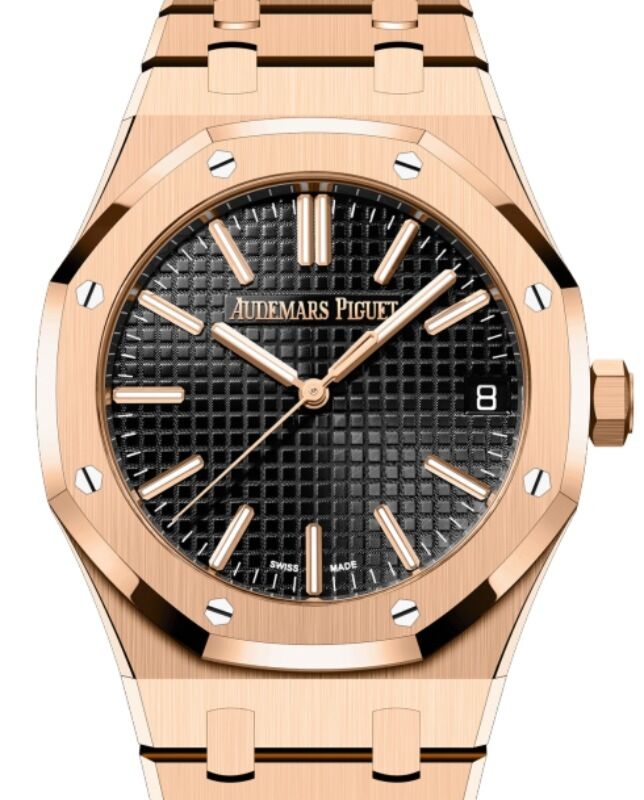 Audemars piguet royal oak rose gold leather strap on sale