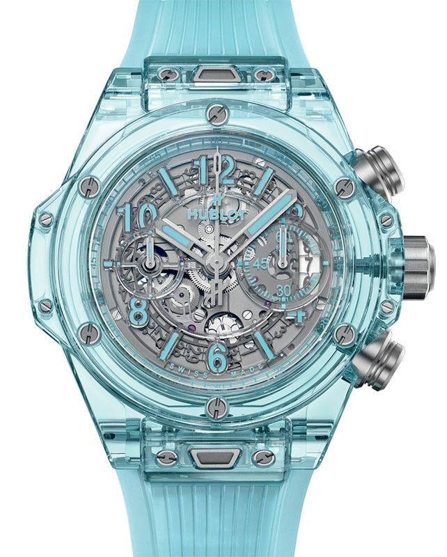 Hublot Big Bang Unico Water Blue Sapphire 44mm Transparent Skeleton 421.JL.4890.RT - BRAND NEW