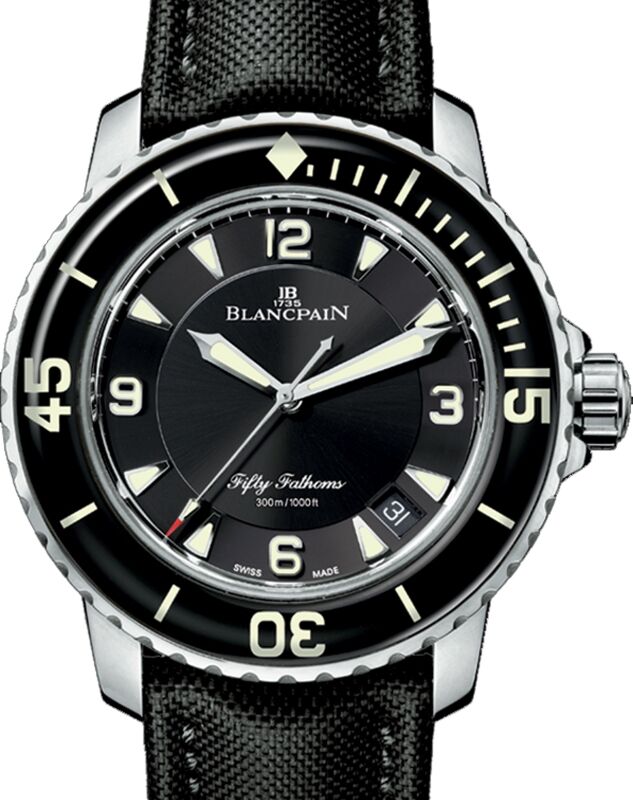 Blancpain Fifty Fathoms Automatique Titanium Black Dial Canvas Strap 45mm 5015-12B30-B52A - BRAND NEW