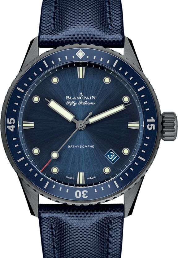 Blancpain Fifty Fathoms Bathyscaphe Ceramic 43.6mm Canvas Strap 5000 0240 O52A