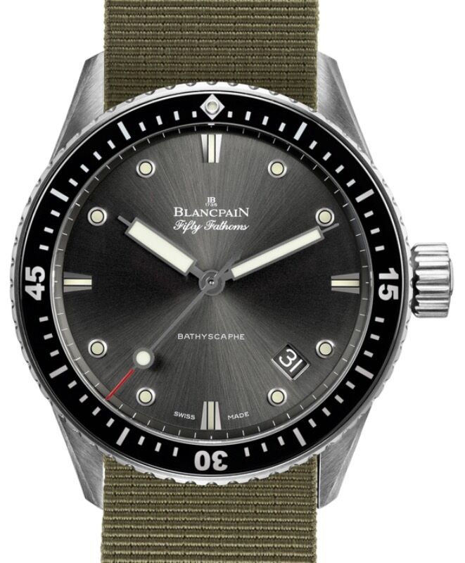 Blancpain Fifty Fathoms Bathyscaphe Steel 43mm Black Dial NATO Strap 5000 1110 NAKA - BRAND NEW