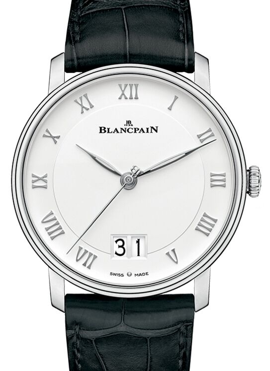 Blancpain Villeret Grande Date Steel White Dial Alligator Leather Strap 6669 1127 55B - BRAND NEW
