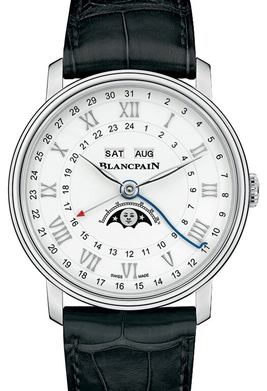 Blancpain Villeret Quanti?me Complet Phases de Lune GMT Steel White Dial Alligator Leather Strap 6676 1127 55B - BRAND NEW