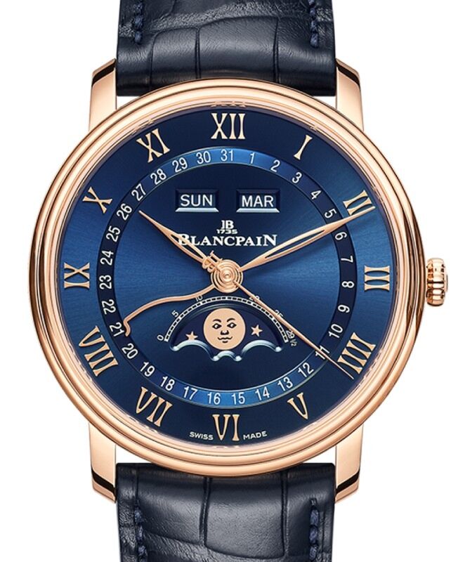 Blancpain Villeret Quanti?me Complet Red Gold 40mm Blue Dial 6654 3640 55B