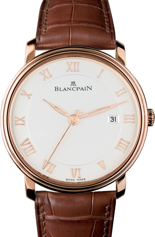 Blancpain Villeret Ultraplate Red Gold Opaline Dial Alligator Leather Strap 6651 3642 55B - BRAND NEW