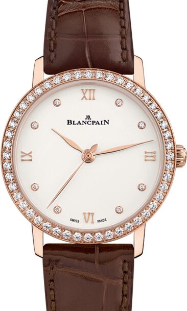 Blancpain Villeret Ultraplate Red Gold Opaline Diamond Dial & Bezel Alligator Leather Strap 6104 2987 55A - BRAND NEW