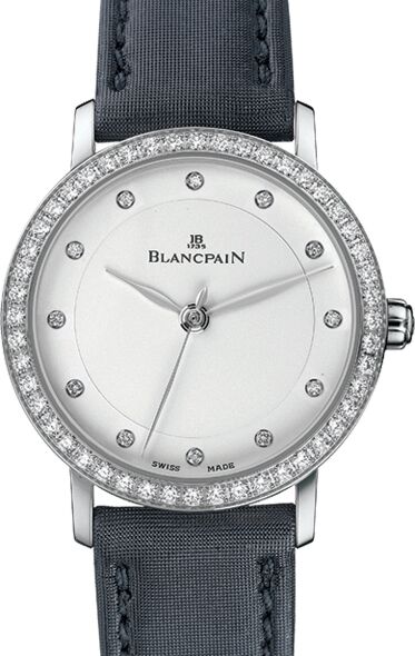 Blancpain Villeret Ultraplate Steel White Diamond Dial & Bezel Leather Strap 6102 4628 95A - BRAND NEW