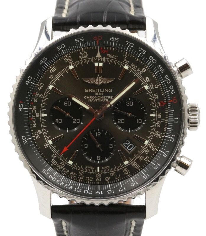 Breitling Navitimer 01 AB01271A Black Index Stainless Steel Leather Chronograph 46mm - PRE-OWNED