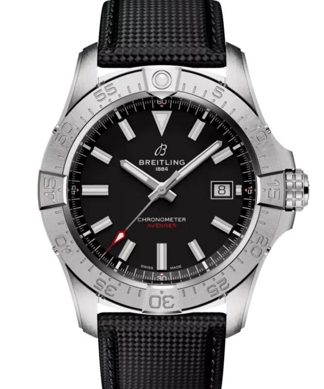 Breitling Avenger Automatic 42 Stainless Steel Black Dial Leather Strap A17328101B1X1