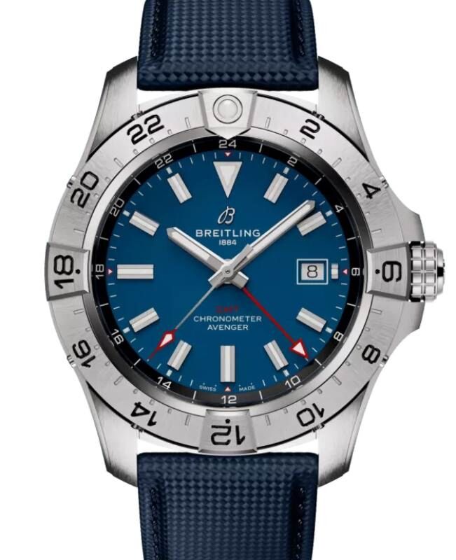 Breitling Avenger Automatic GMT 44 Stainless Steel Blue Dial Leather Strap A32320101C1X1