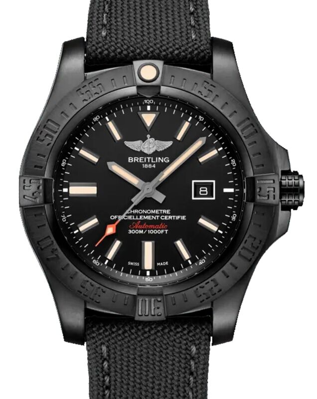 Breitling Avenger Blackbird Titanium 48mm Black Dial Military Strap V17310101B1W1 - BRAND NEW