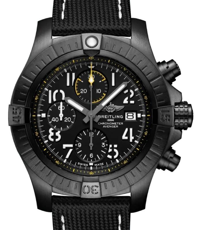 Breitling Avenger Chronograph 45 Night Mission Titanium DLC Black Dial V13317101B1X1