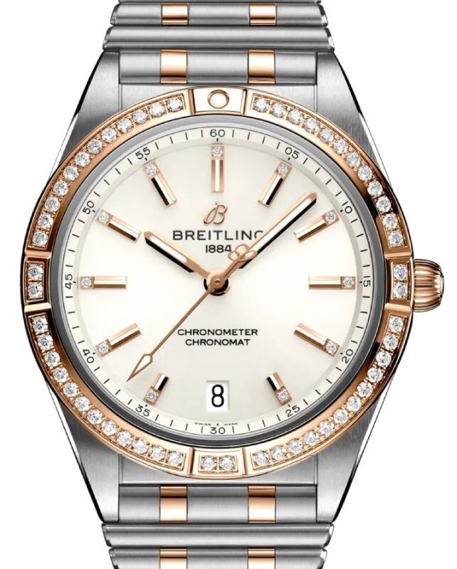 Breitling Chronomat Automatic 36 Stainless Steel/Red Gold Diamond Bezel White Dial U10380591A1U1