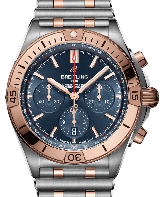 Breitling Chronomat B01 42 Stainless Steel/Red Gold Blue Dial UB0134101C1U1