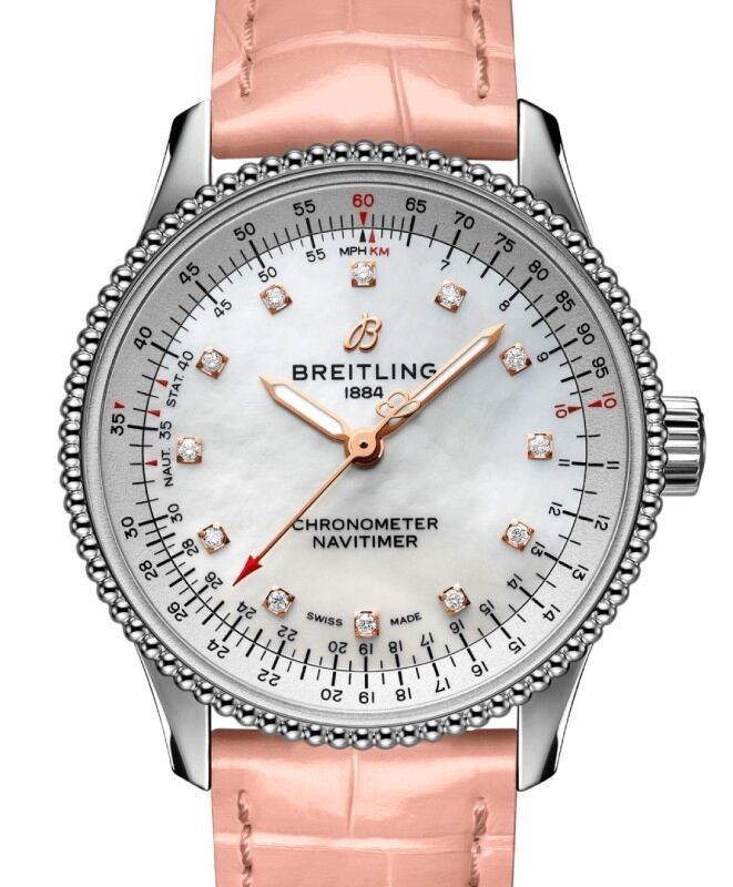 Breitling Navitimer Automatic 35 Stainless Steel Mother of Pearl Diamond Dial A17395211A1P3