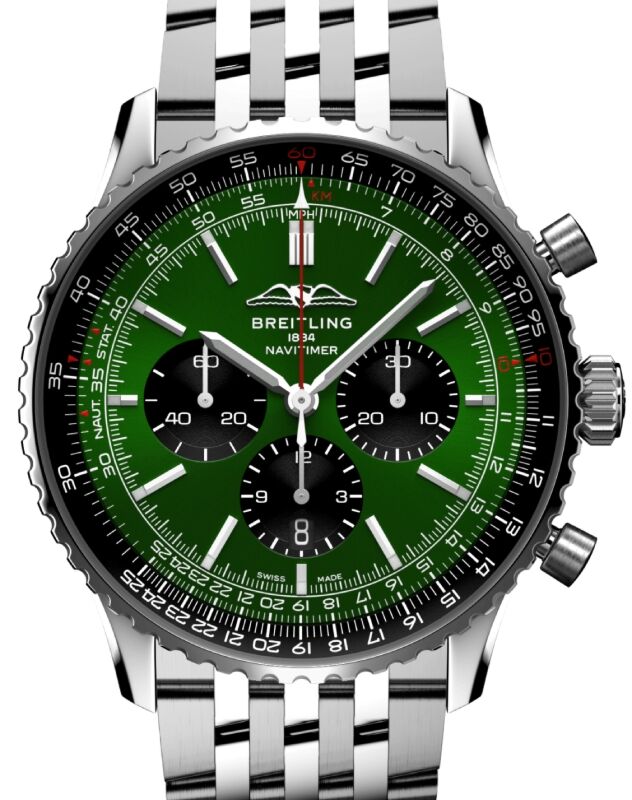 Breitling Navitimer B01 Chronograph 46 Stainless Steel Green Dial AB0137241L1A1
