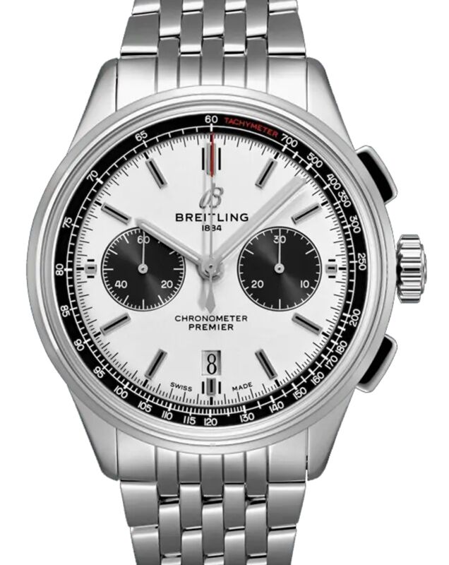 Breitling Premier B01 Chronograph 42 Stainless Steel White Dial AB0118221G1A1