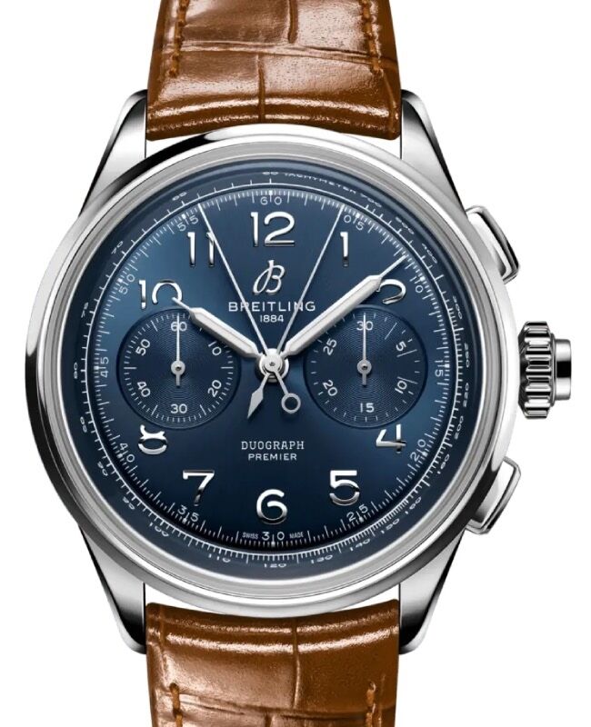 Breitling Premier B15 Duograph 42 Stainless Steel Blue Dial Leather Strap AB1510171C1P1
