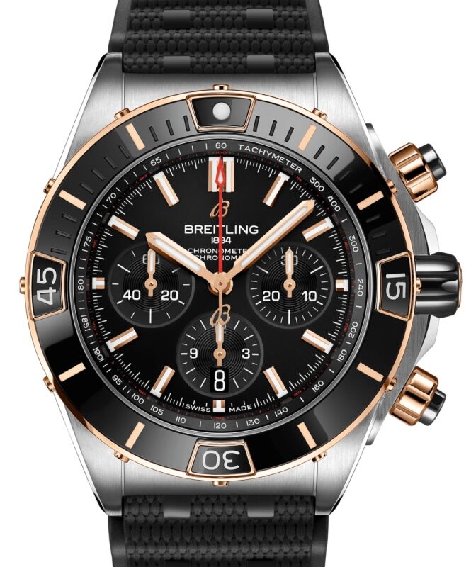 Breitling Super Chronomat B01 44 Stainless Steel/Red Gold Rubber Strap UB0136251B1S1