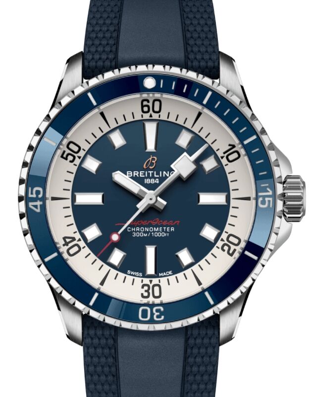 Breitling Superocean Automatic 42 Steel Blue Dial Rubber Strap A17375E71C1S1