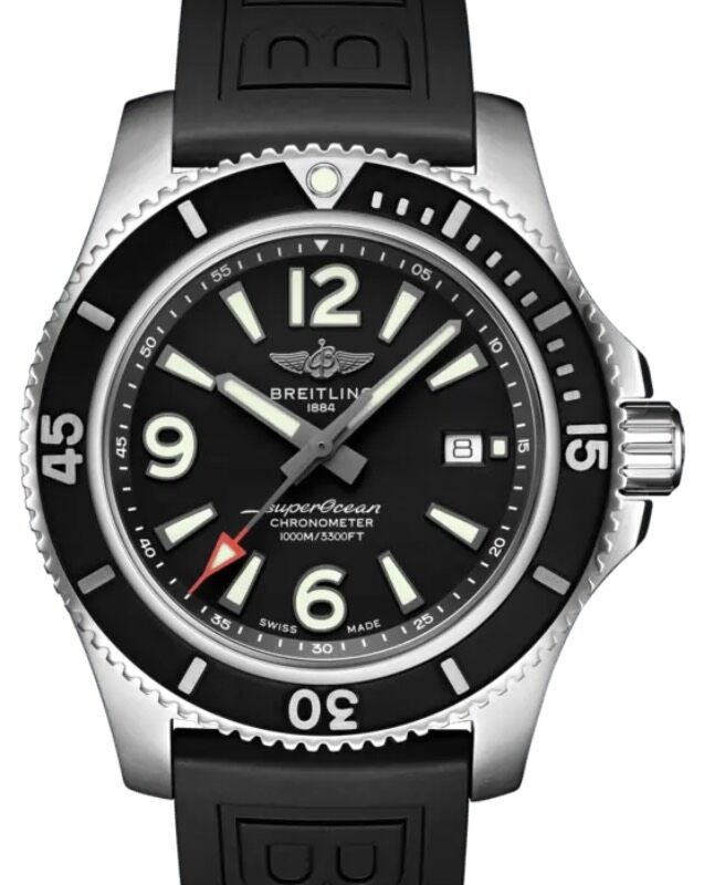 Breitling Superocean Automatic 44 Stainless Steel 44mm Black Dial Rubber Strap A17367D71B1S2 - BRAND NEW
